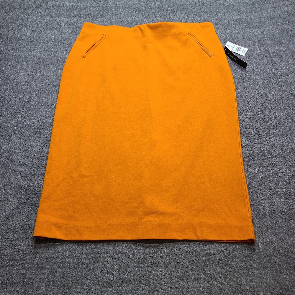 Light Pencil Skirt Women Large Orange New Knit Stretch Pull On‎ Back Vent 3687